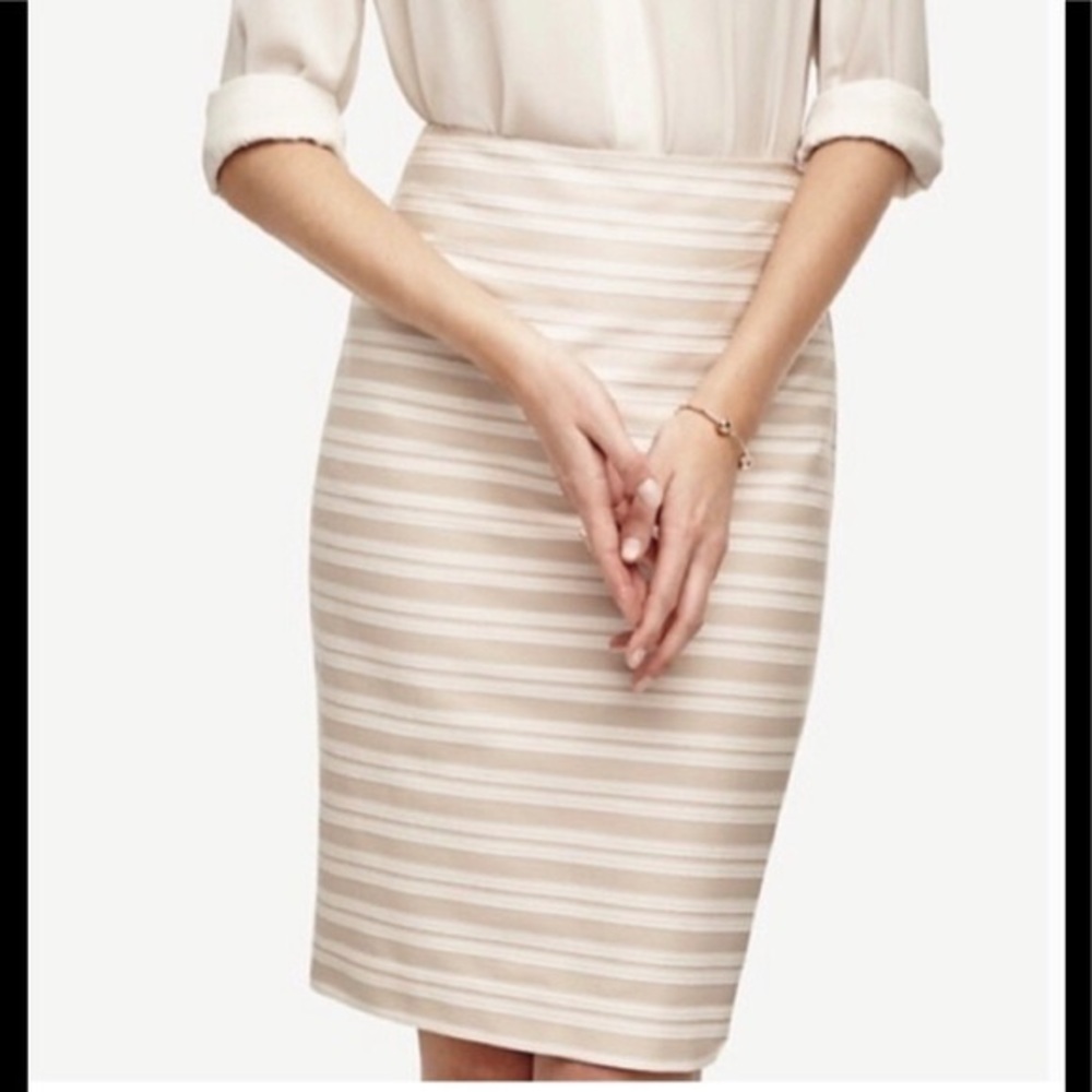 Ann Taylor Pencil Skirt- Cream Striped- Size 6